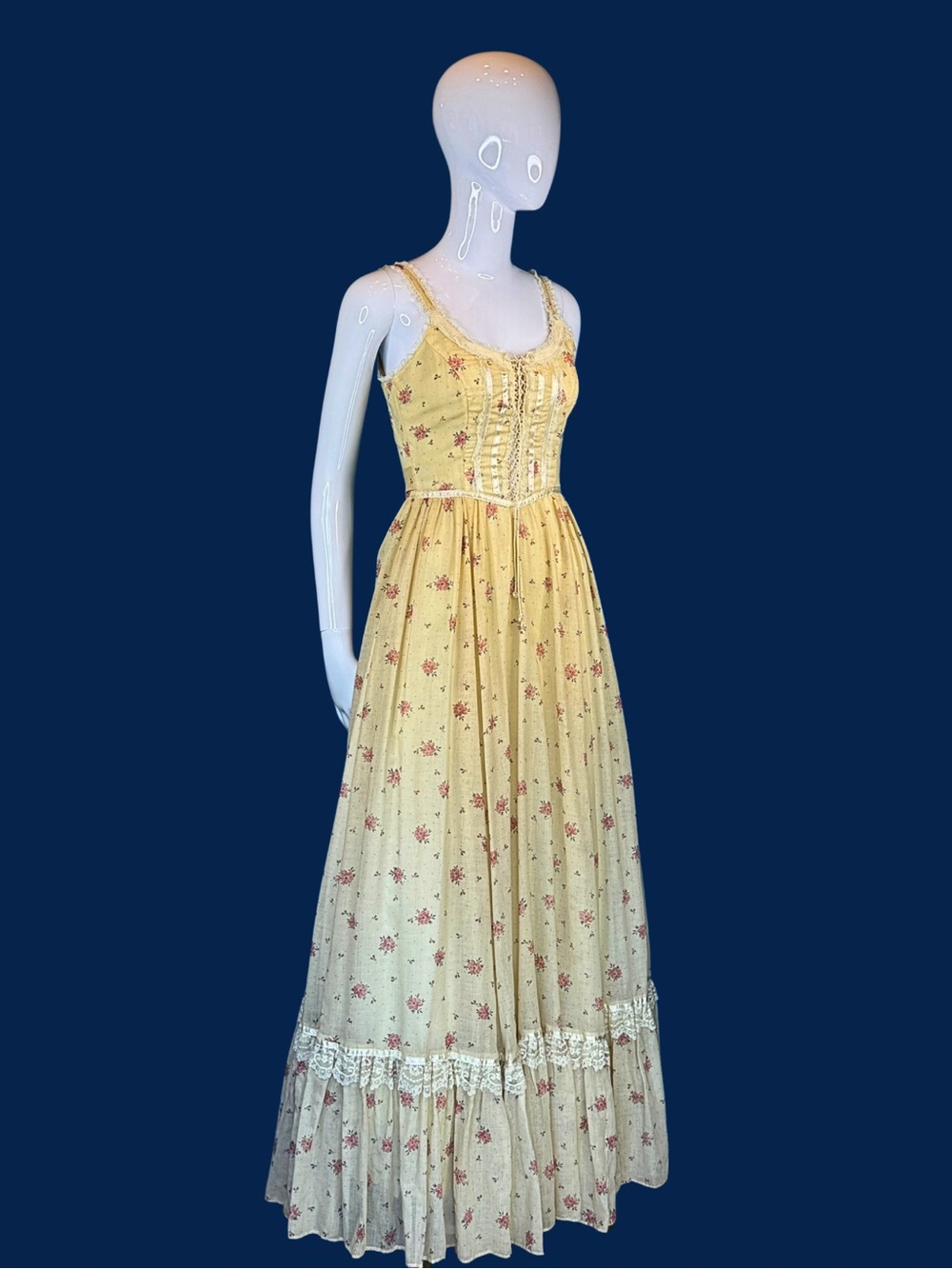 70s Cream Gunne Sax Shamash and Yofi Corset Prairie Dress / XS  / Deadstock - Picture 5 of 10